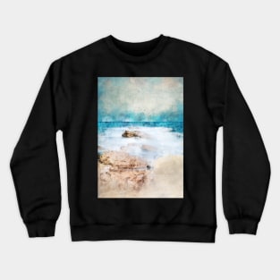 Sea and sand watercolour on rough paper Crewneck Sweatshirt